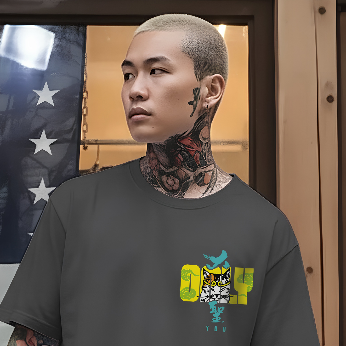 曳毛大聖 香港貓奴T恤 | 白 / 深灰色 | 男女適穿