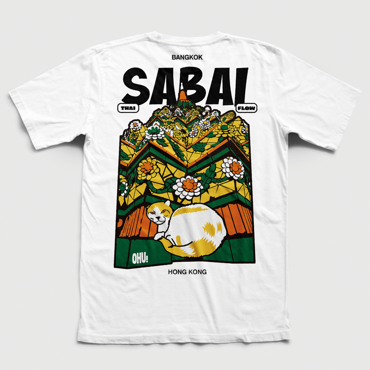 泰浪流 THAI FLOW SABAI 貓咪 TEE｜泰國流浪貓 旅人生活哲學 T‑shirt | 白 / 黑色 | 男女適穿