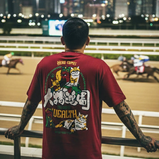 GUAN GONG like you Cat T-Shirt, Red Tshirt, Back Side, Casual Style, 大猫鴻圖