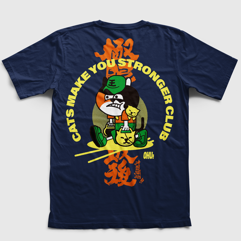 Beyond the Limit is Just the Beginning | CATS MAKE YOU STRONGER CLUB Cat Slave Charity T-shirt | May Hong Kong Fitness Challenge x Tai O Stray Cat Home | OH YOU MADE MY DAY | Light Blue/Dark Blue/Black | Unisex