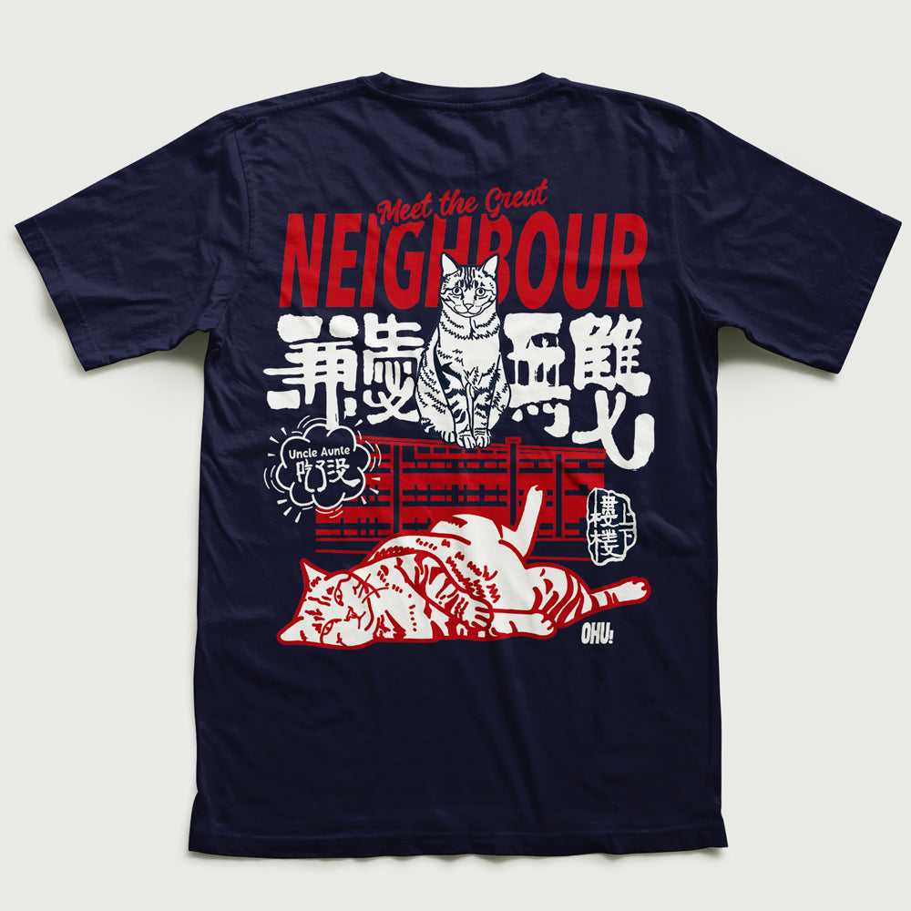 Cat_neighbour bluecolor Back side Cat T-Shirt 