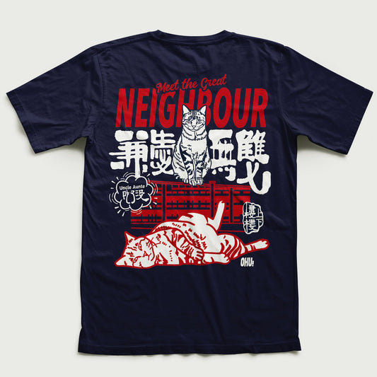 Cat_neighbour bluecolor Back side Cat T-Shirt 