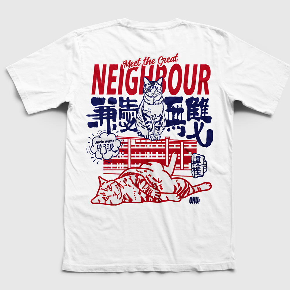 Cat_neighbour White color Back side Cat T-Shirt 